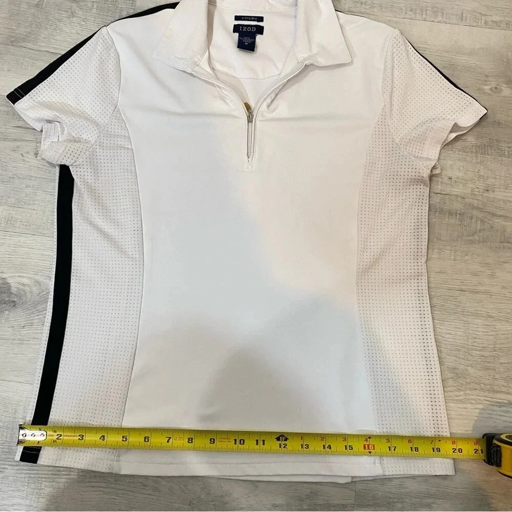 IZOD x-tra dry 1/4 Zip White and Black Polo Shirt Size M - Picture 10 of 16